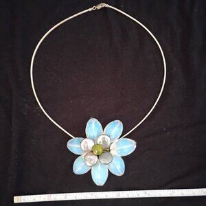 Moonstone and Pearl Flower Necklace